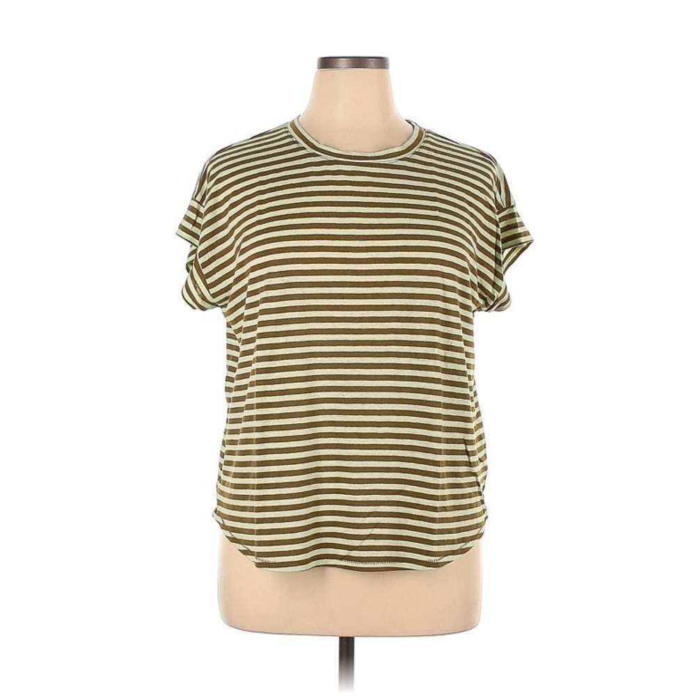 Madewell Crew Neck Tee Top Striped Casual Green Small